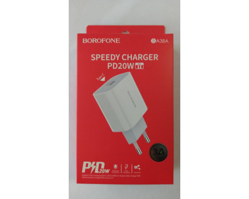 СЗУ Borofone BA38A Speedy PD3.0 charger, white  Type C выход