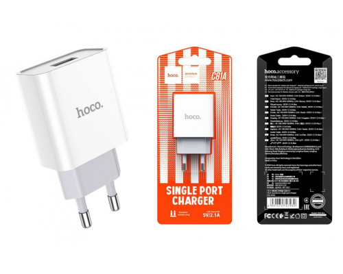 СЗУ Hoco C81A Asombroso single port charger set(Lightning)(EU) (white)