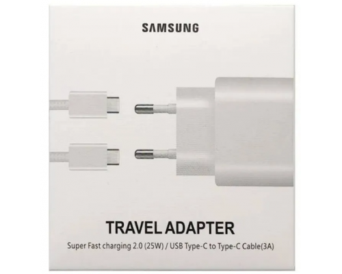 СЗУ Samsung USB-C 25W PD (AAAA) + кабель Type-C to Type-C Белый