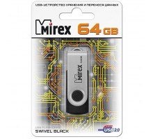 Flash Drive 64GB USB 2.0 Mirex Swivel, Черный (13600-FMURUS64)