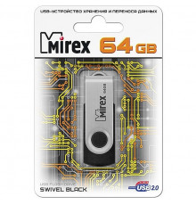 Flash Drive 64GB USB 2.0 Mirex Swivel, Черный (13600-FMURUS64)