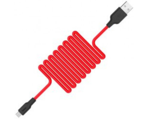 USB кабель Hoco X21 Silicone Micro 1m (black - red)