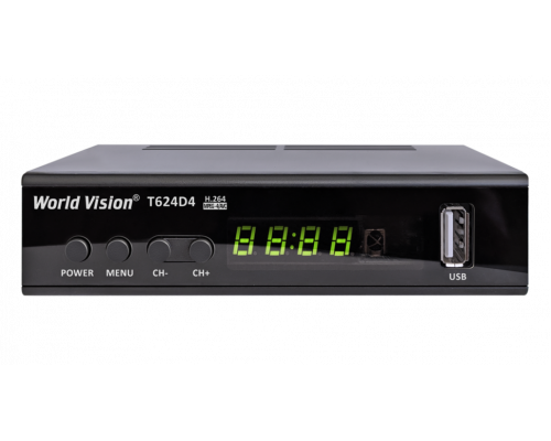 Ресивер Т2 World Vision T624D4 (Металл, Дисплей, кнопки,2хUSB,IPTV, GX6701, T/T2/C)