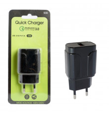 СЗУ 5V/3,1A MRM S30 1USB 18W Black Fast charging