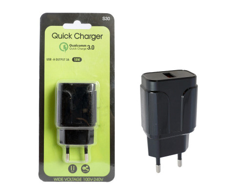 СЗУ 5V/3,1A MRM S30 1USB 18W Black Fast charging