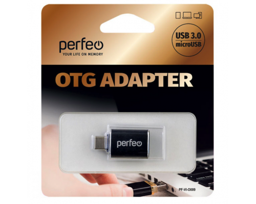 OTG переходник Perfeo PF-VI-O006 USB3.0-Type-C, блистер (Чёрный)