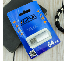 Flash Drive 64G USB 2.0 Aspor PK_ROCKETSL (серебро) нс